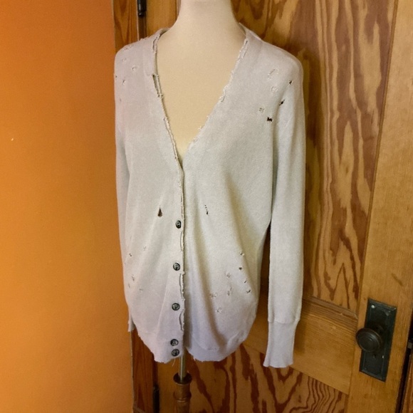 Gilded Intent Buckle distressed holey grandpa cardigan - Picture 7 of 9